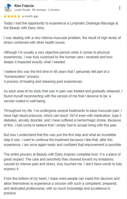 Google review from Kim Francis, Local Guide, about Beauty with Dany